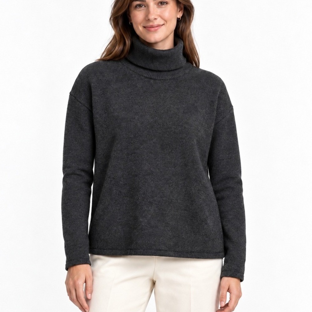 Ivan Grundahl S Turtleneck Sweater Boxy Gray Merino Wool Red Lined Avant Garde